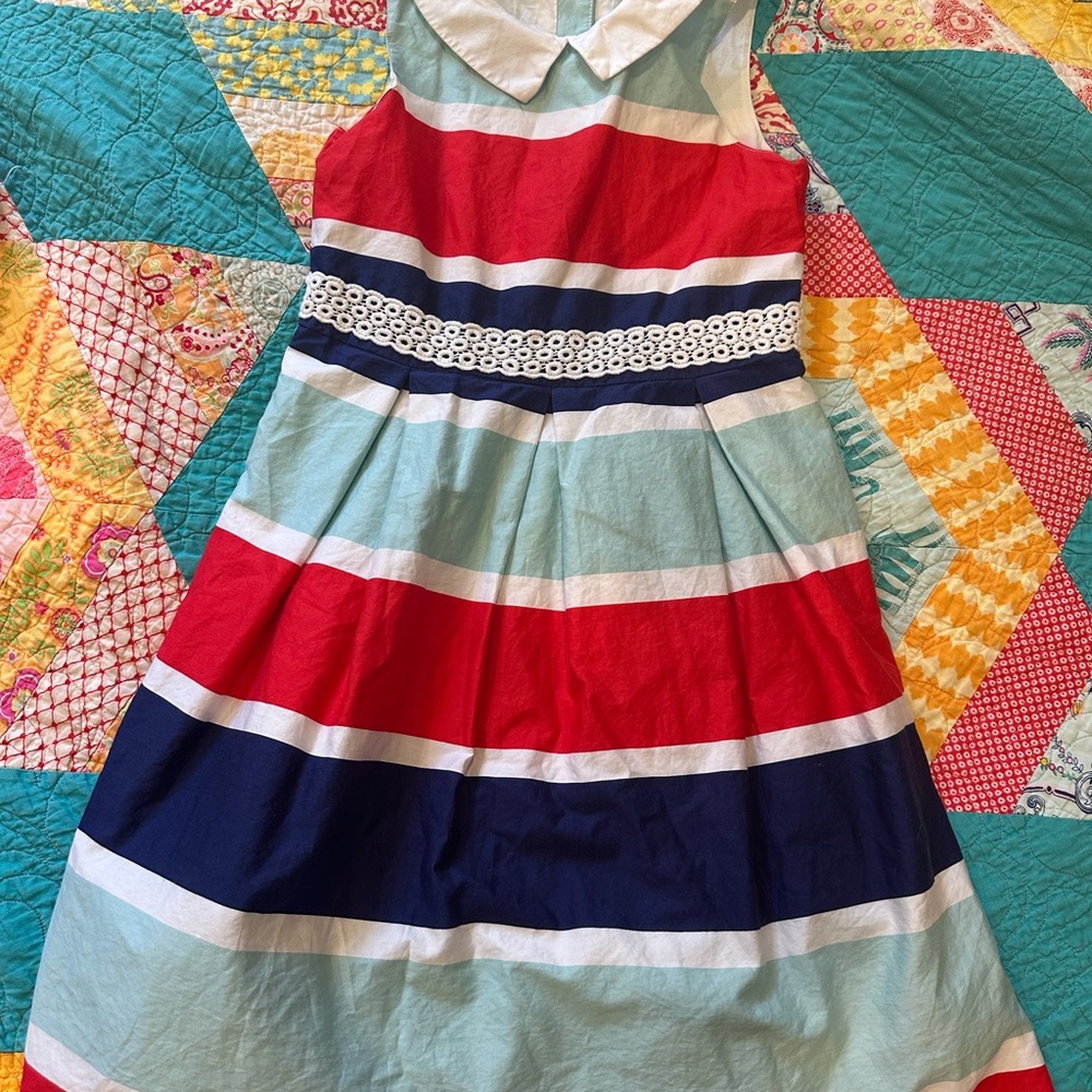 Janie and Jack Red, Blue, and White Striped Dress